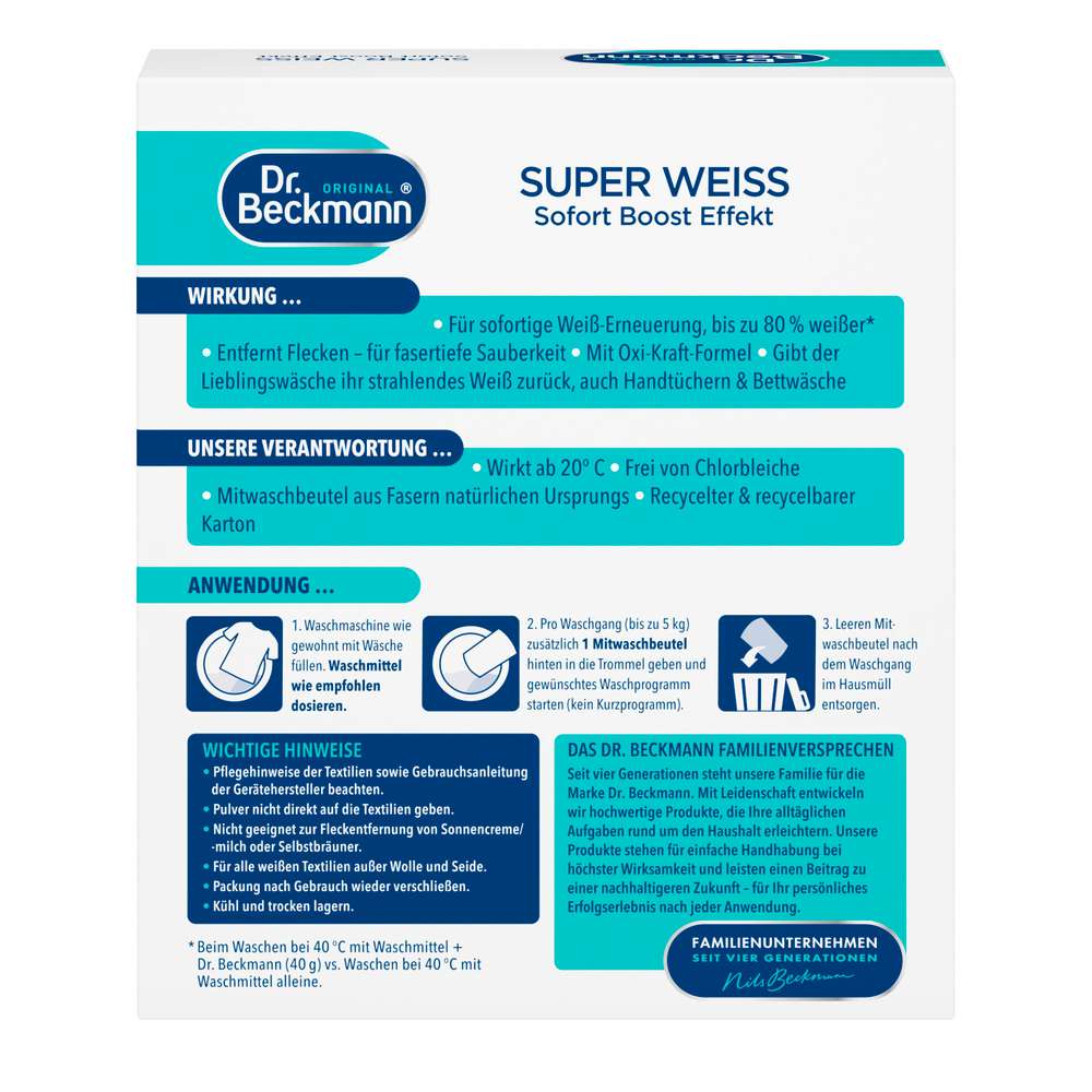 Produktabbildung Dr. Beckmann Wäschezusatz, Super Weiss