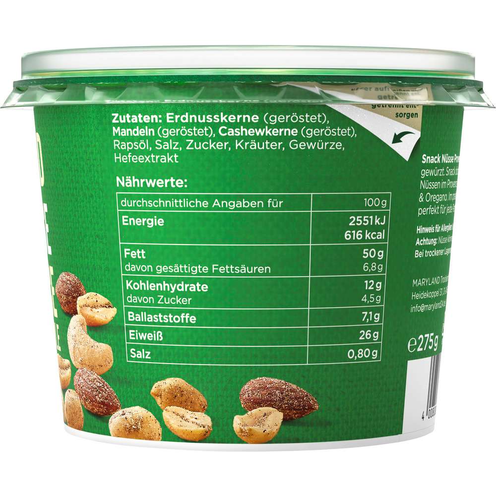 Produktabbildung Maryland Snack Nüsse Rosmarin & Oregano, Provence