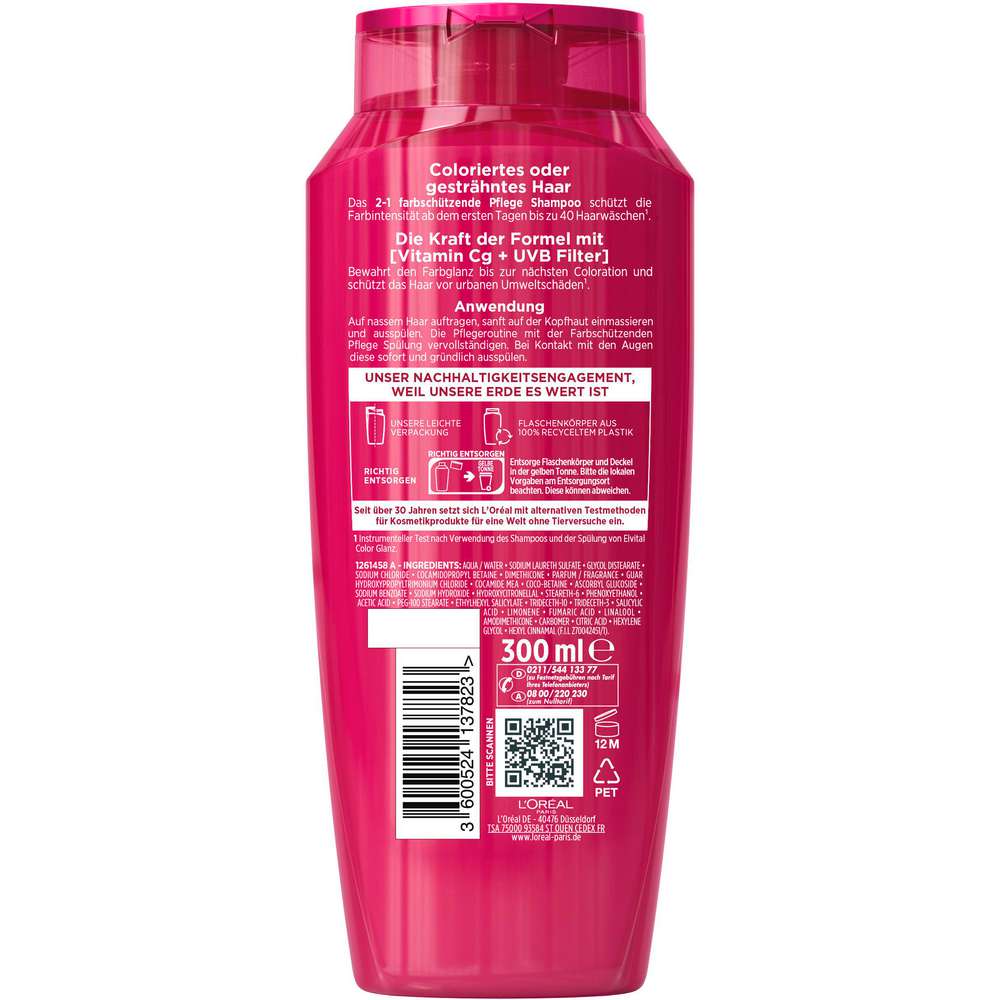 Produktabbildung L'Oreal Paris Elvital Shampoo, Color Glanz 2-IN-1 Farbschutz