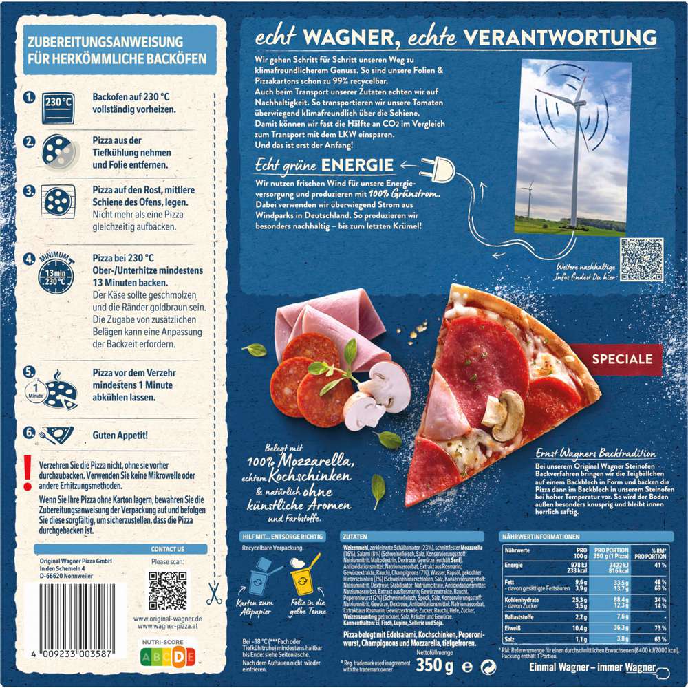 Produktabbildung Wagner Steinofen Pizza Speciale, tiefgekühlt