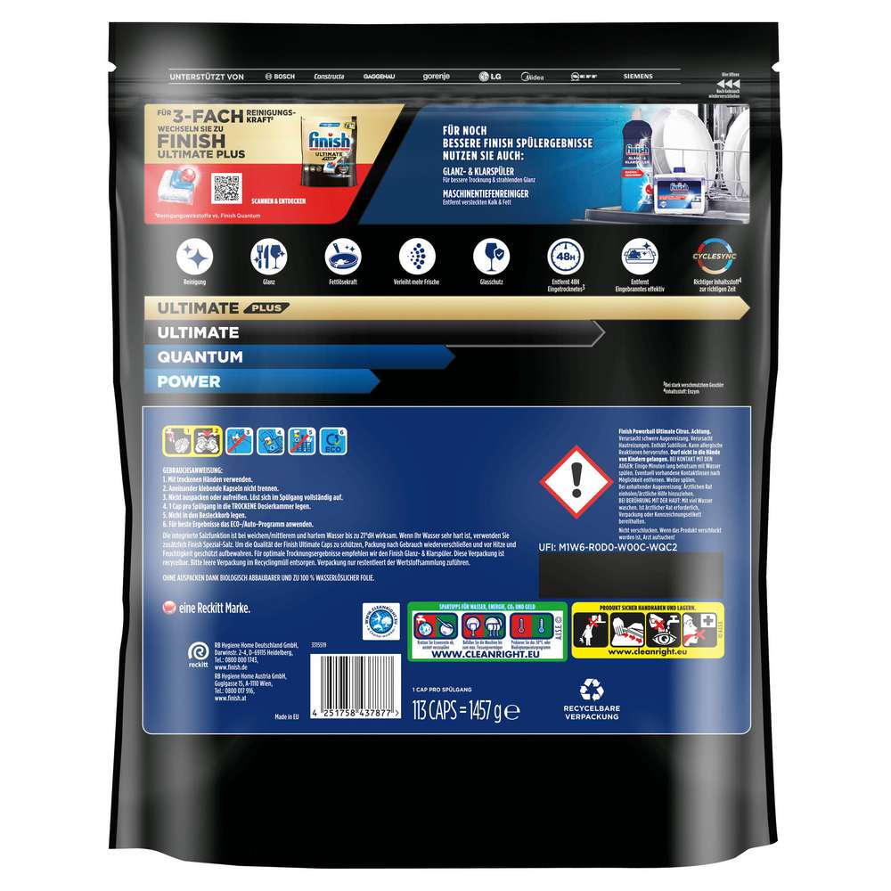 Produktabbildung Finish Spülmaschinen-Caps Powerball, Ultimate Citrus