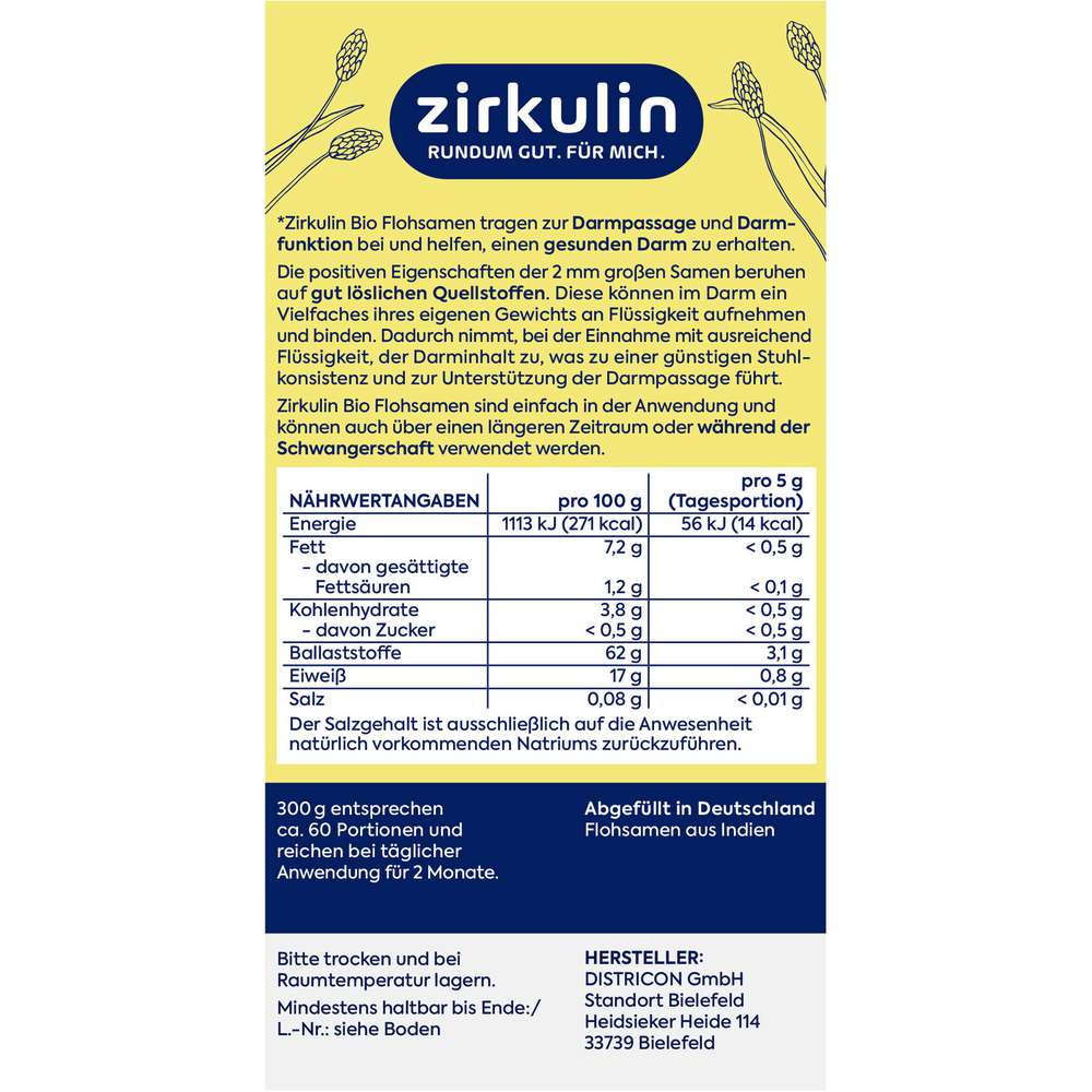 Produktabbildung Zirkulin Bio Flohsamen