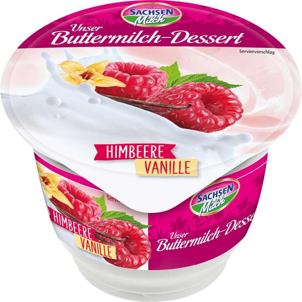 Produktabbildung Sachsenmilch Buttermilchdessert, Himbeere/Vanille