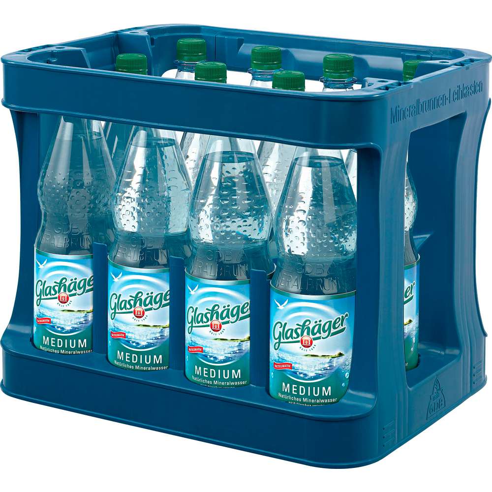 Produktabbildung Glashäger Mineralwasser, Medium (12x 1,000 Liter)