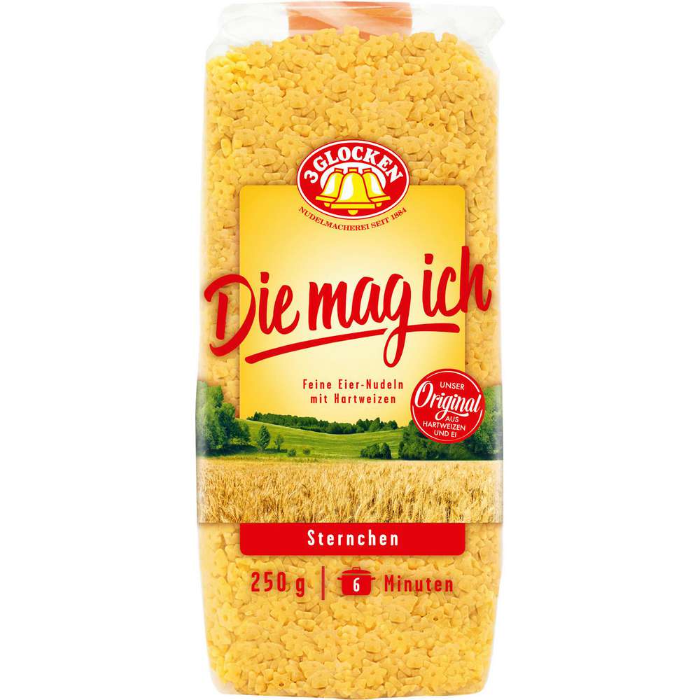 Produktabbildung 3 Glocken Nudeln Die mag ich, Sternchen