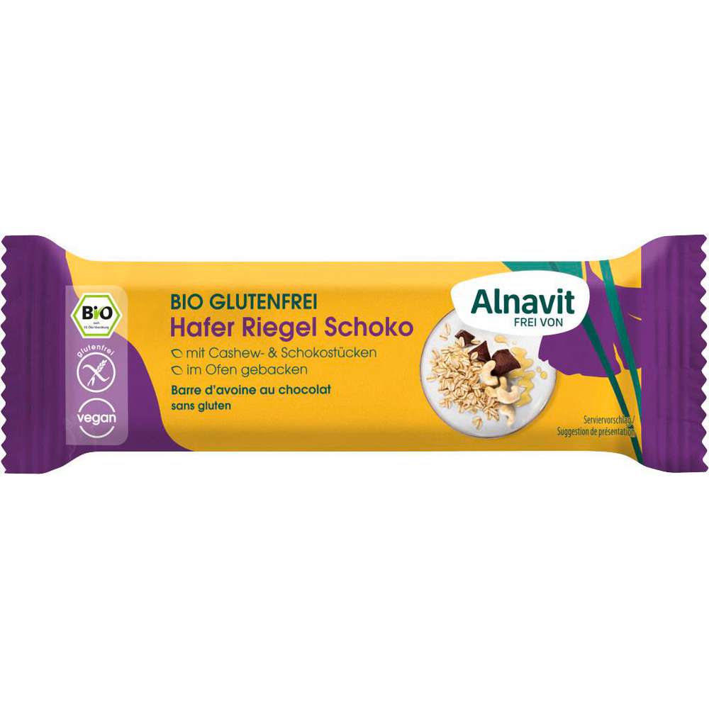 Produktabbildung Alnavit Bio Hafer Riegel Schoko, glutenfrei