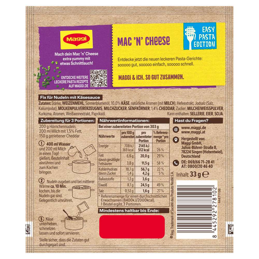 Produktabbildung Maggi Gewürzmischung Easy Pasta Edition, Mac 'N' Cheese
