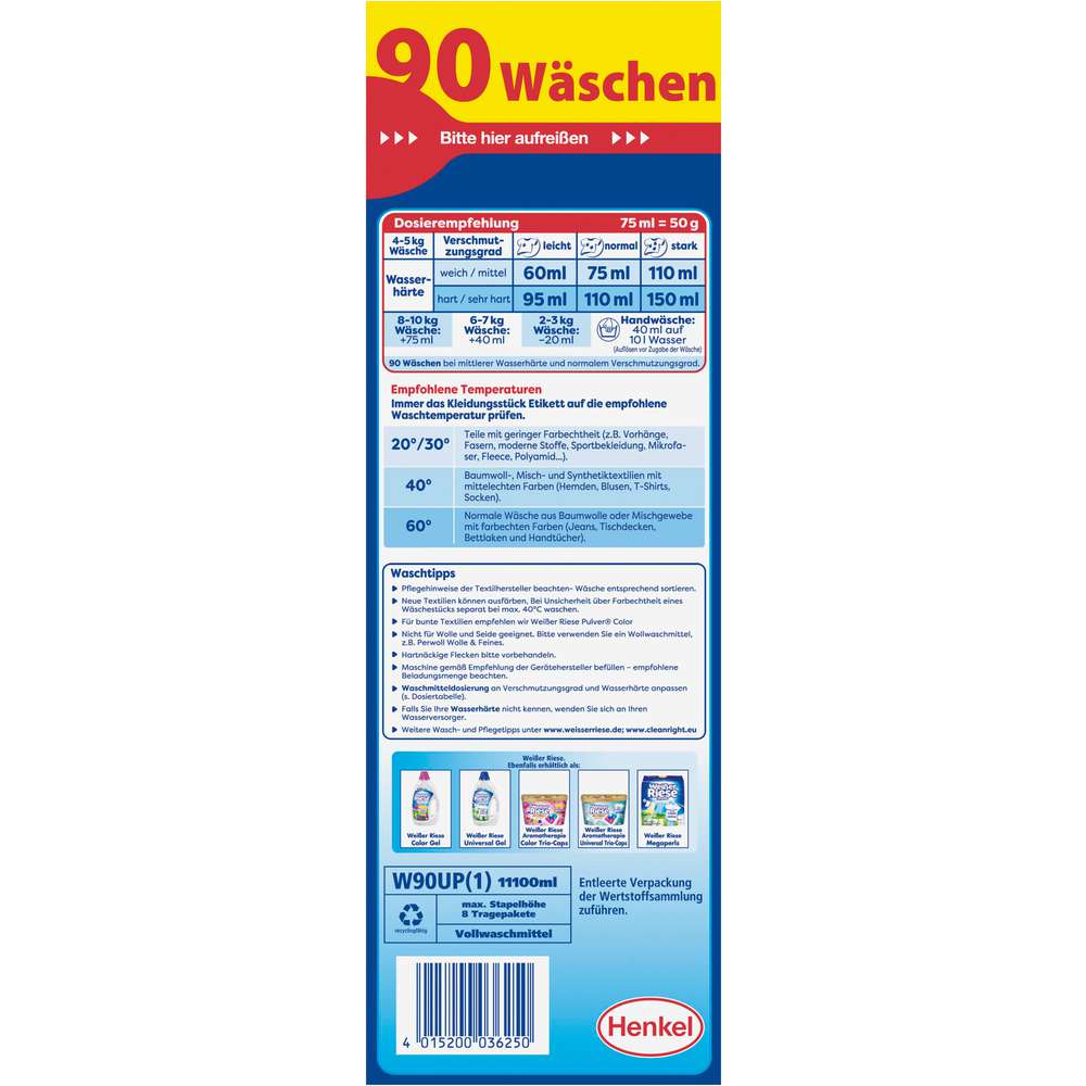 Produktabbildung Weißer Riese Universal-Waschmittel, Pulver