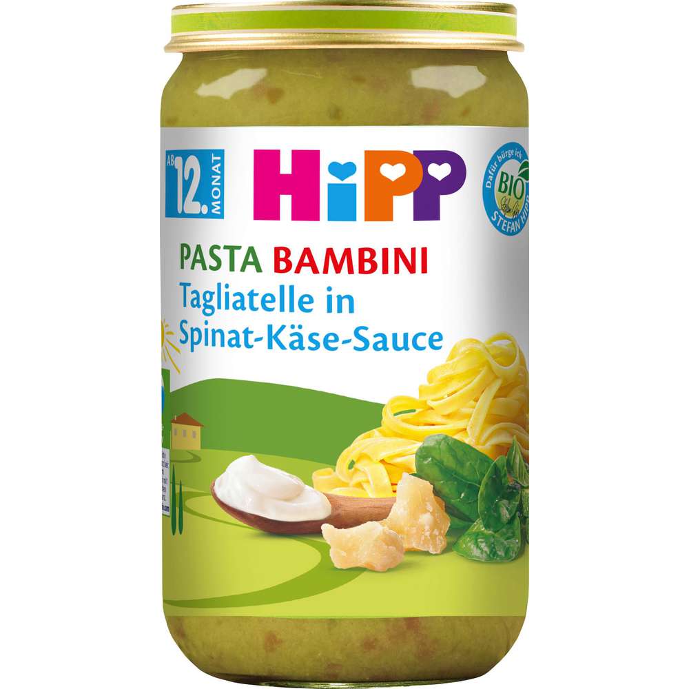 Produktabbildung Hipp Babynahrung Menü, Tagliatelle/Spinat-Käse-Sauce