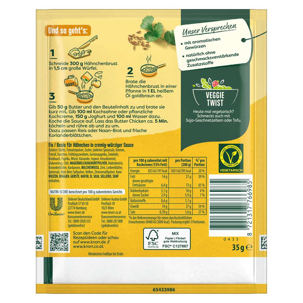 Produktabbildung Knorr Fix-Würzmischung, Butter Chicken