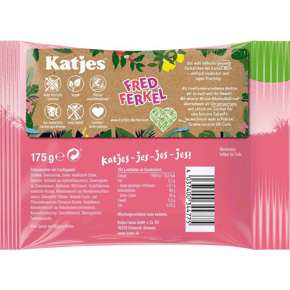 Produktabbildung Katjes Fruchtgummi Fred Ferkel, vegan