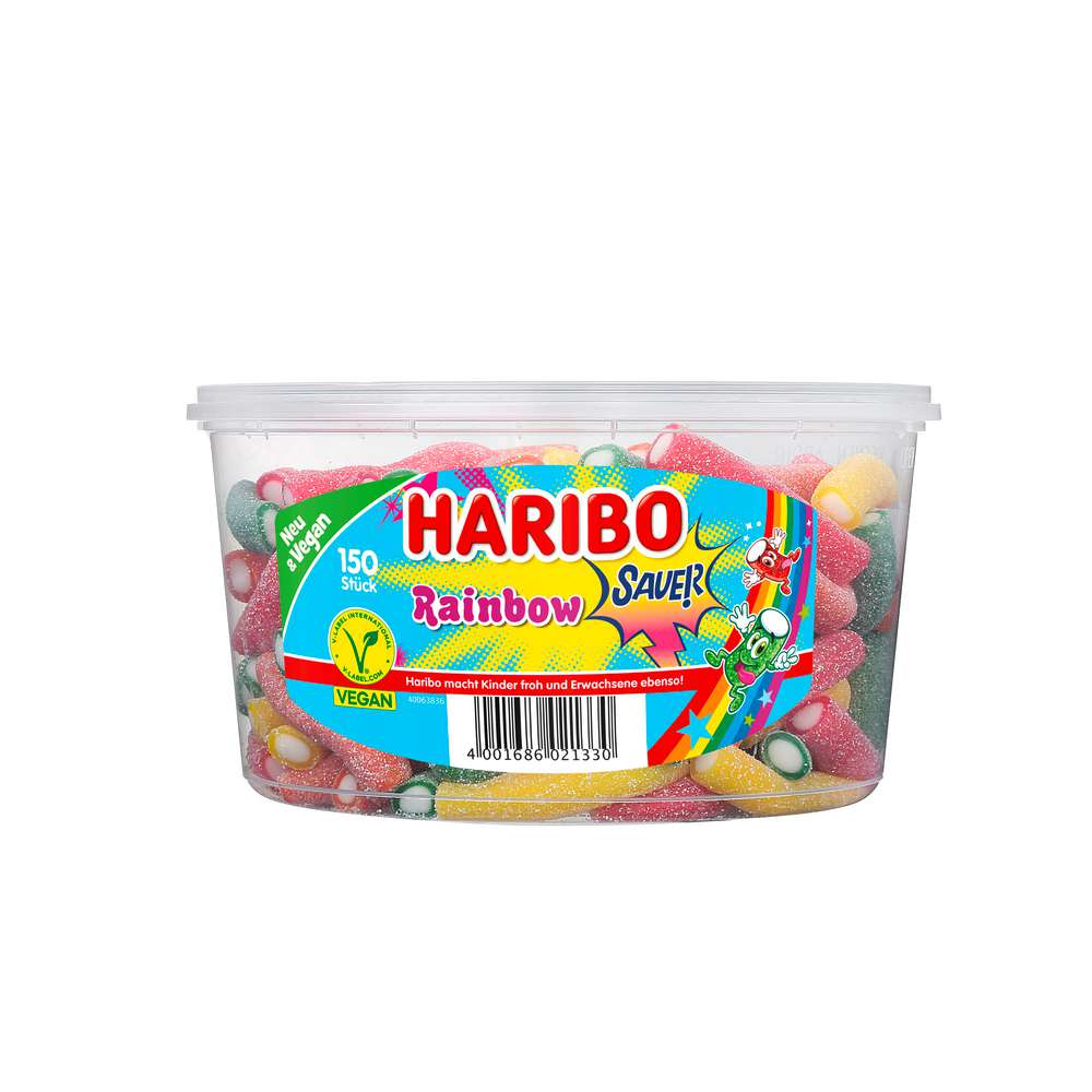 Produktabbildung Haribo Fruchtgummi Rainbow Sauer, in der Dose
