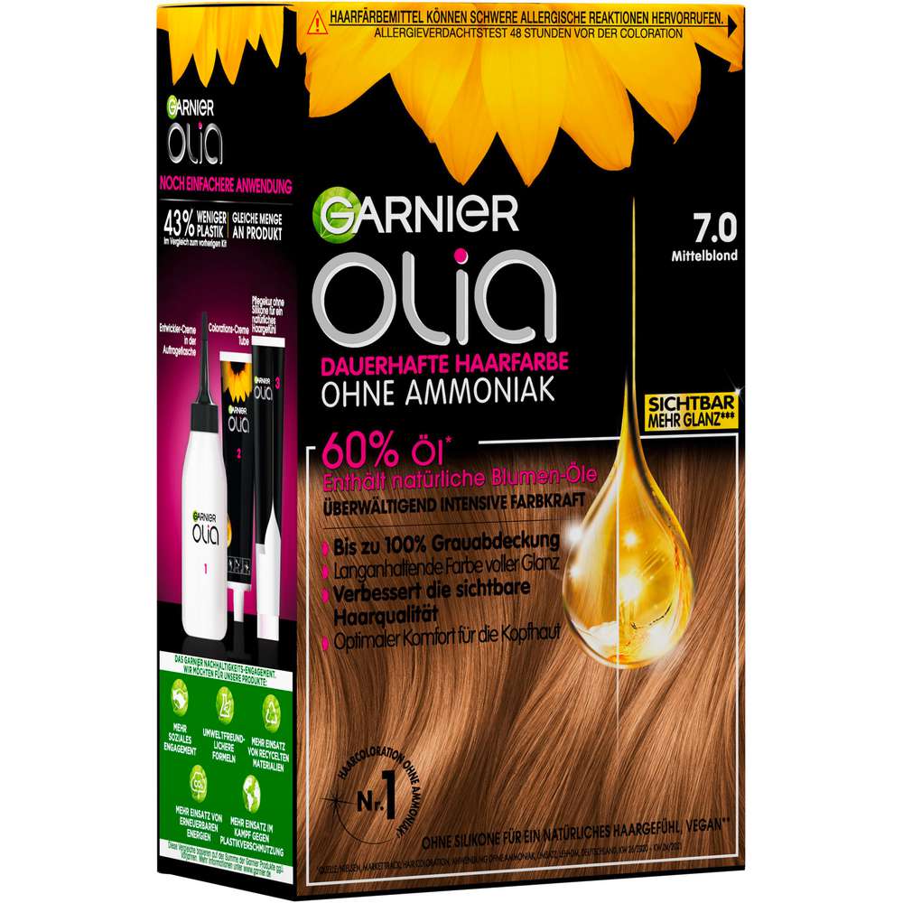 Produktabbildung Garnier Haarfarbe Olia, 7.0 Mittelblond