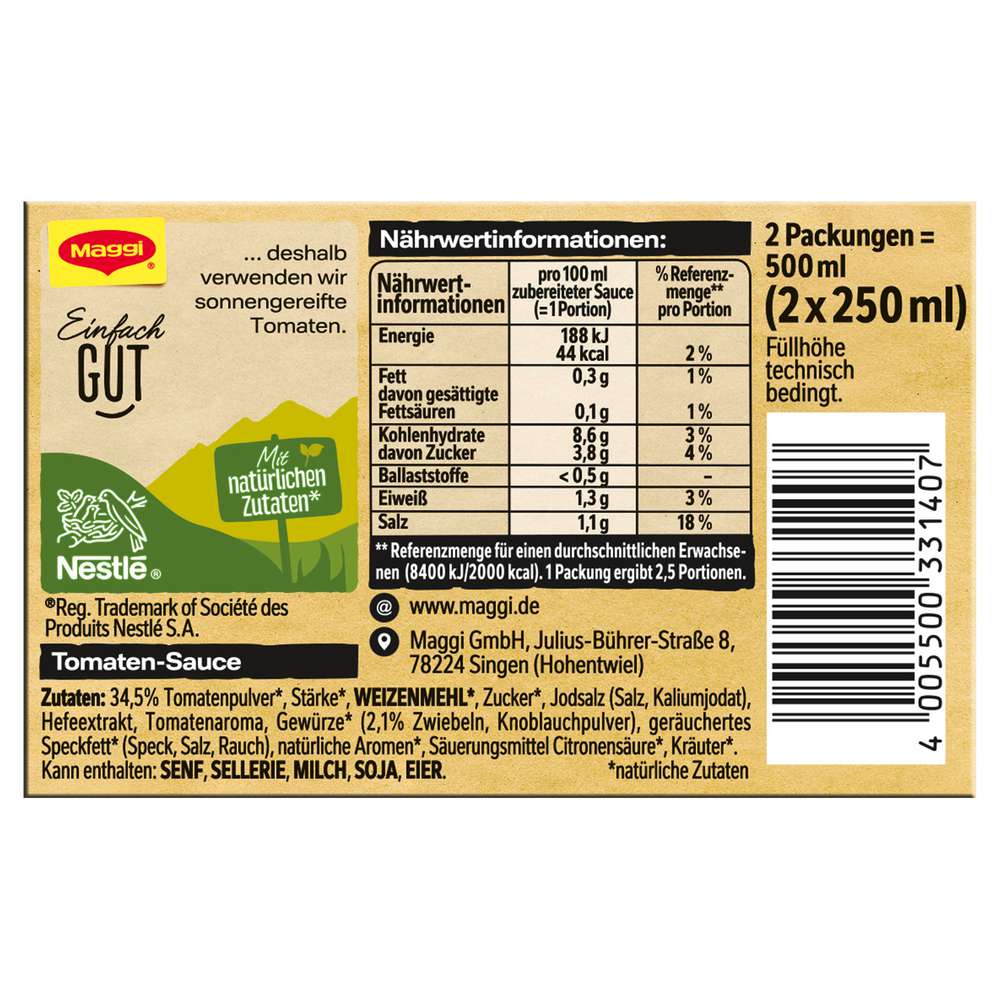 Produktabbildung Maggi Delikatess-Sauce, Tomate
