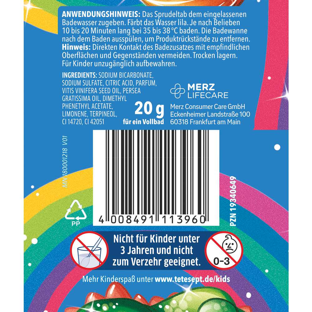 Produktabbildung tetesept Sprudelbadtabs Kids, Regenbogen