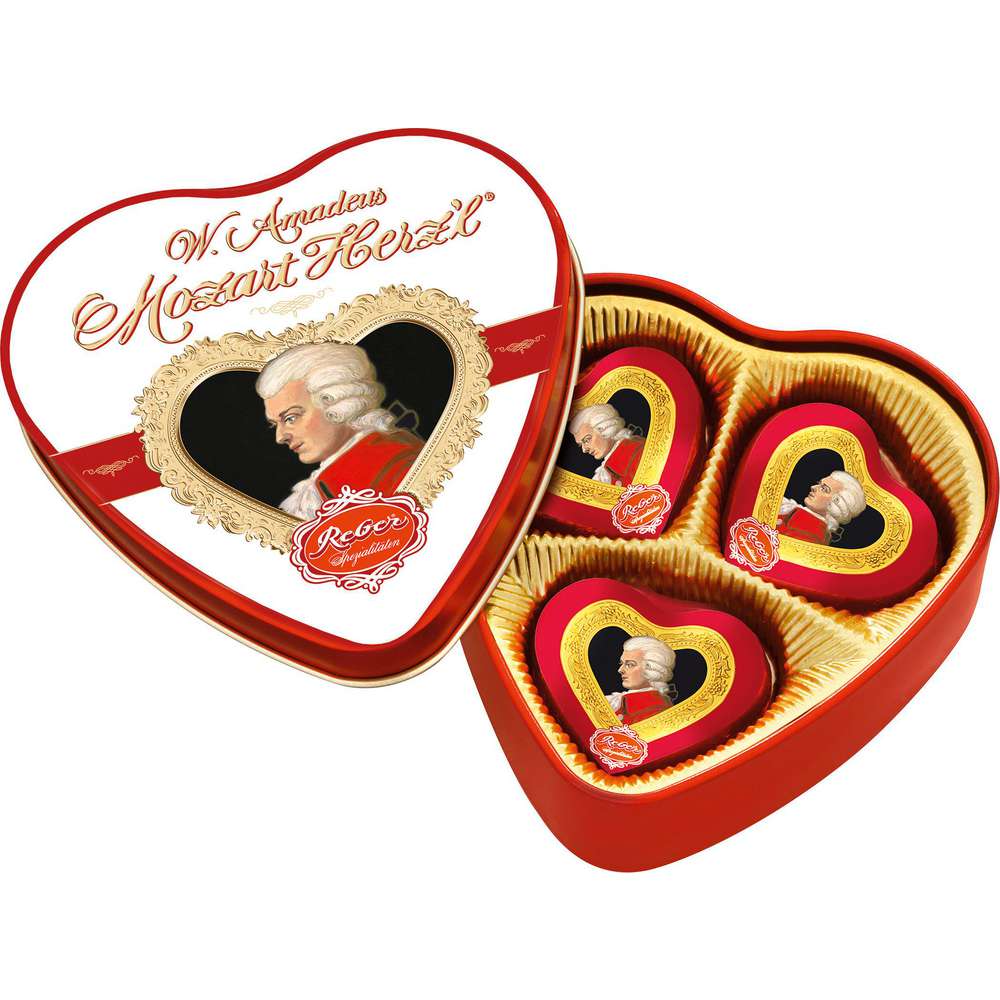 Produktabbildung Reber Mozartkugeln in der Herzdose