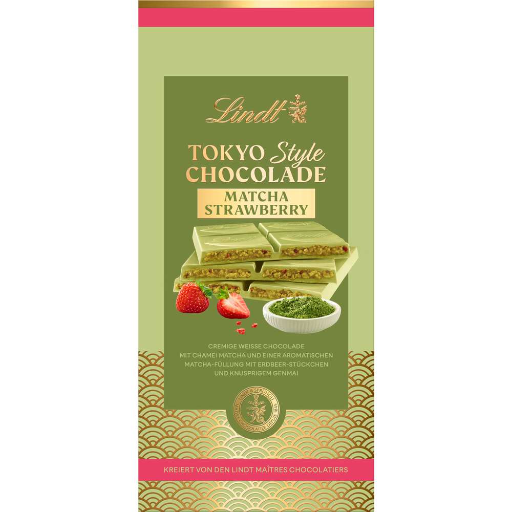 Produktabbildung Lindt Tafelschokolade, Tokyo Style Chocolade Matcha Strawberry