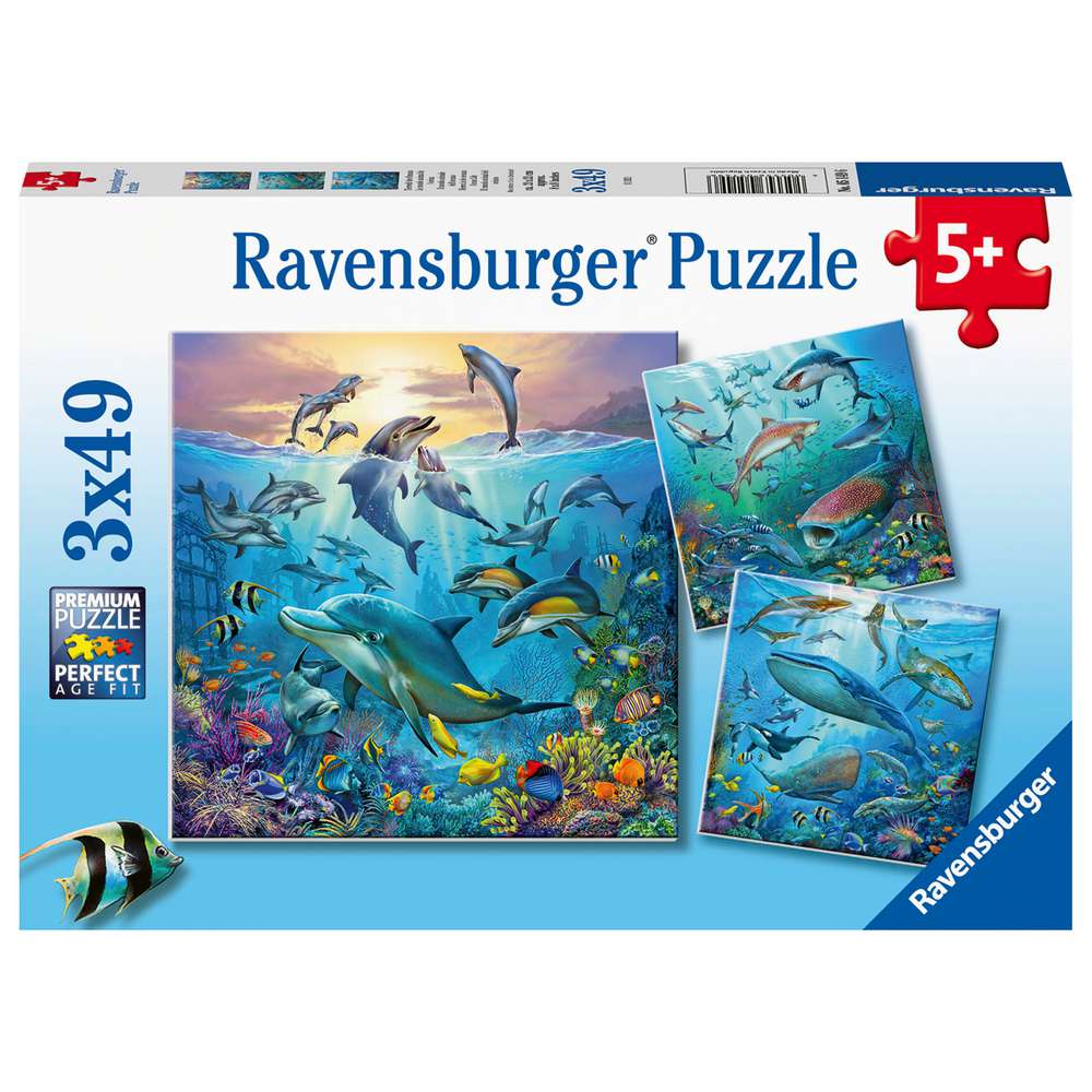 Produktabbildung Ravensburger Puzzle 3x49 Teile, Tierwelt des Ozeans