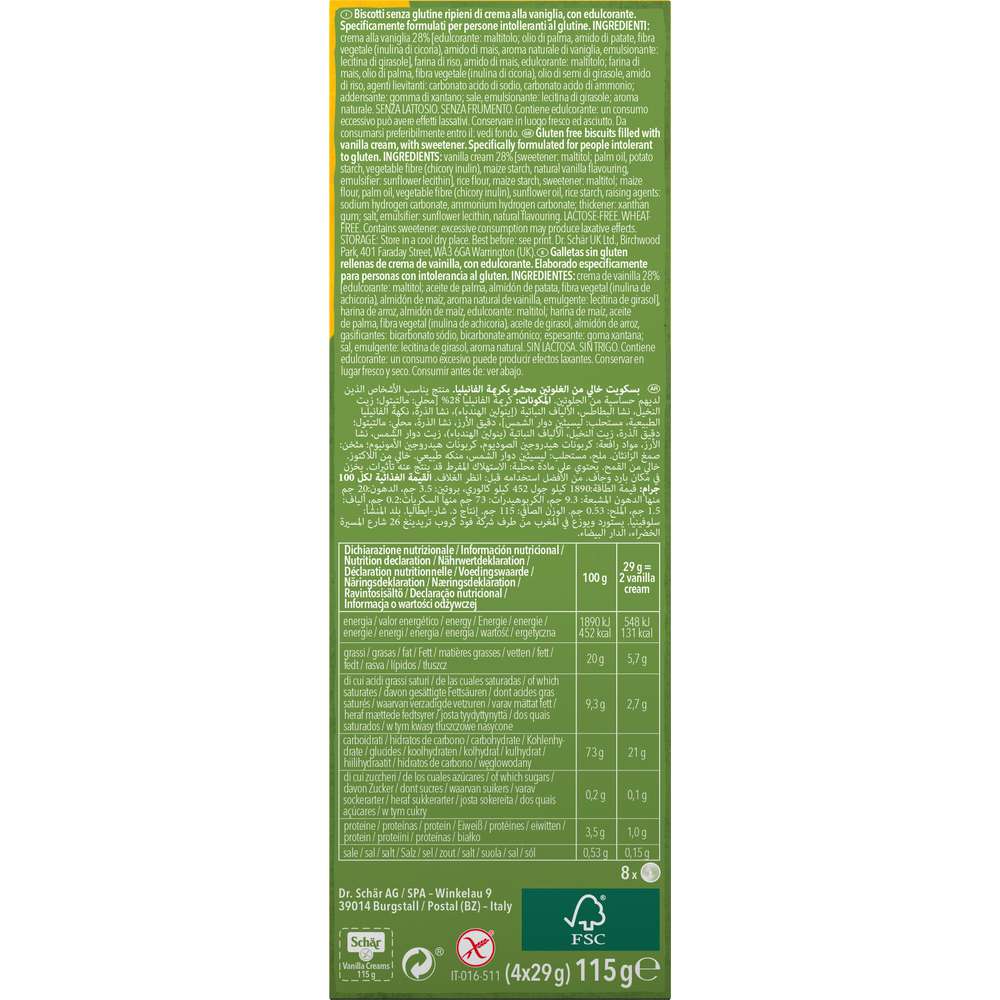 Produktabbildung Schär Vanilla Creams Sugarfree