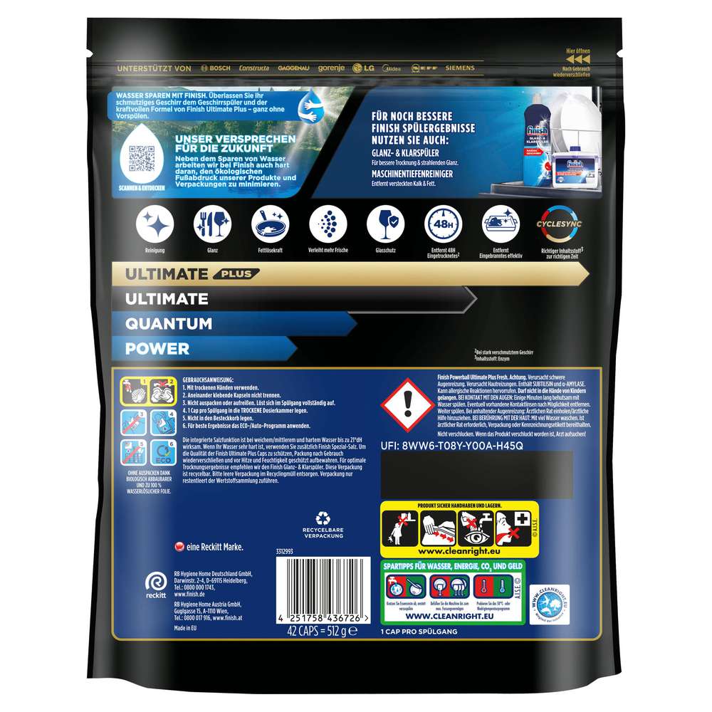 Produktabbildung Finish Spülmaschinen-Tabs, Powerball Ultimate Plus Fresh