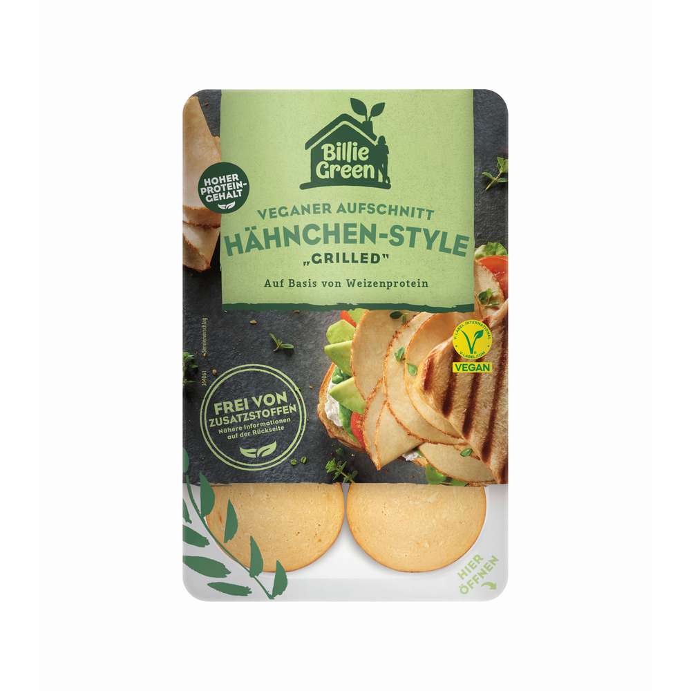 Produktabbildung Billie Green Veganer Aufschnitt Hähnchen-Grilled