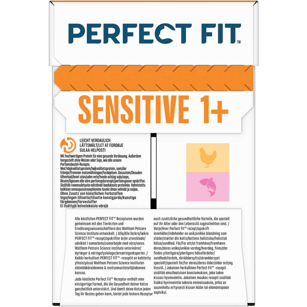Produktabbildung Perfect Fit Katzen-Nassfutter Sensitive, Huhn/Lachs