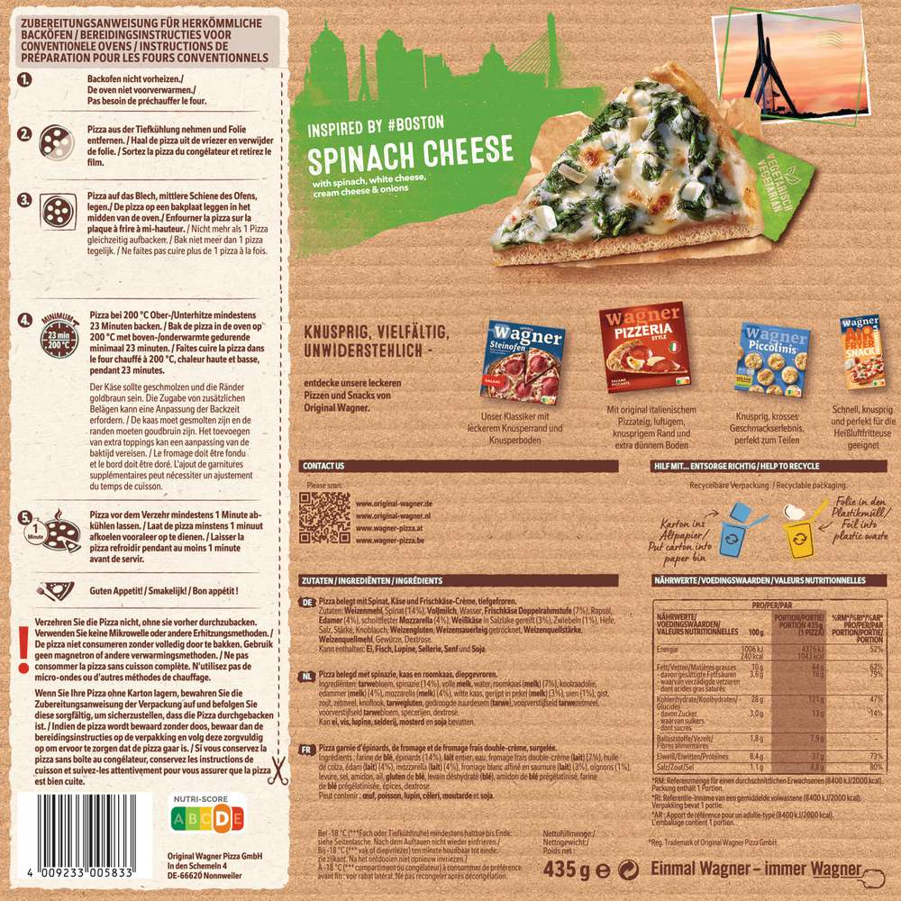 Produktabbildung Wagner Big City Pizza Boston, Spinat Käse,  tiefgekühlt