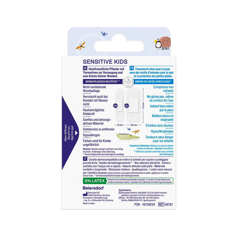 Produktabbildung Hansaplast Pflaster, Sensitive Kids, 20 Strips
