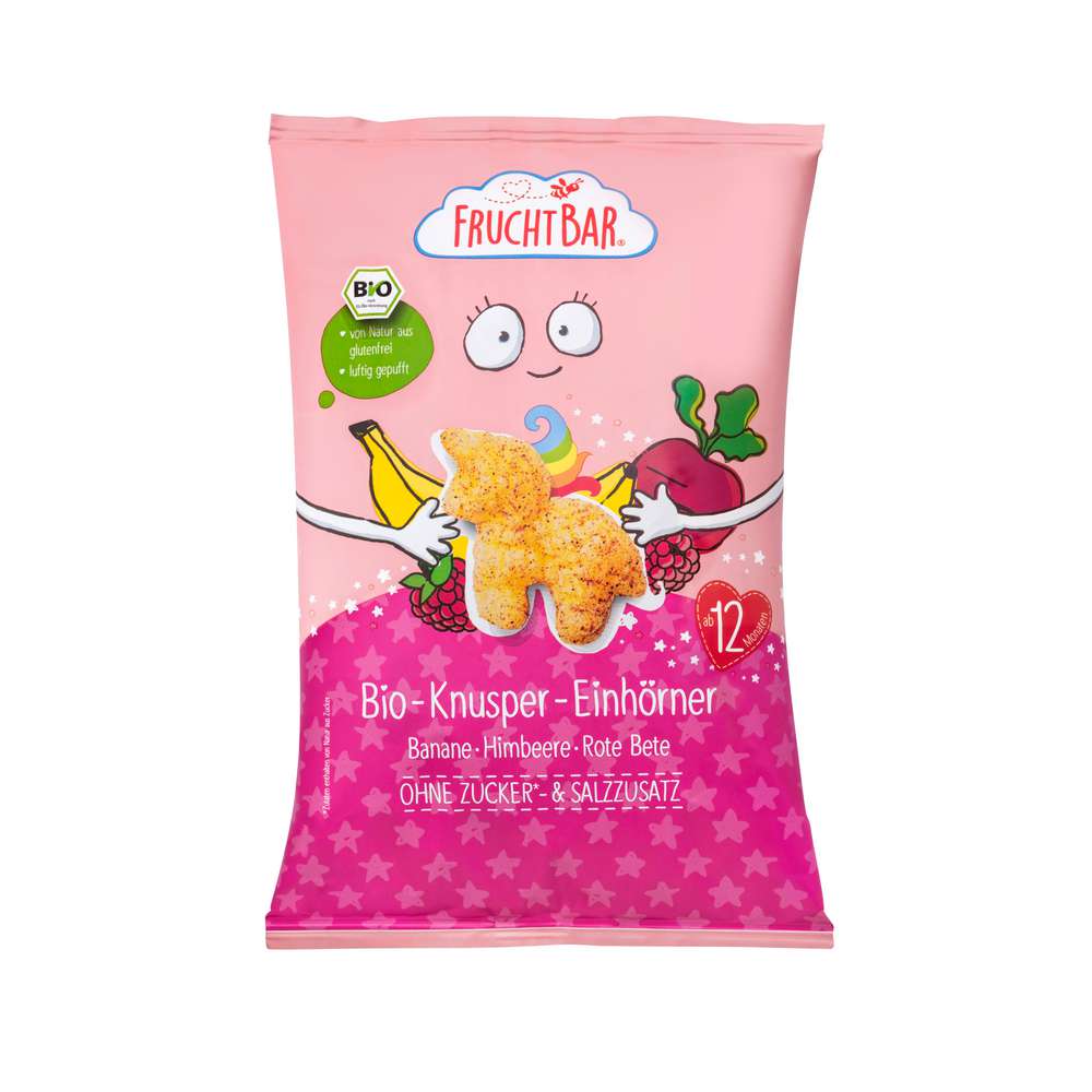Produktabbildung Fruchtbar Bio Knusper Einhörner, Banane/Himbeere/Rote Bete