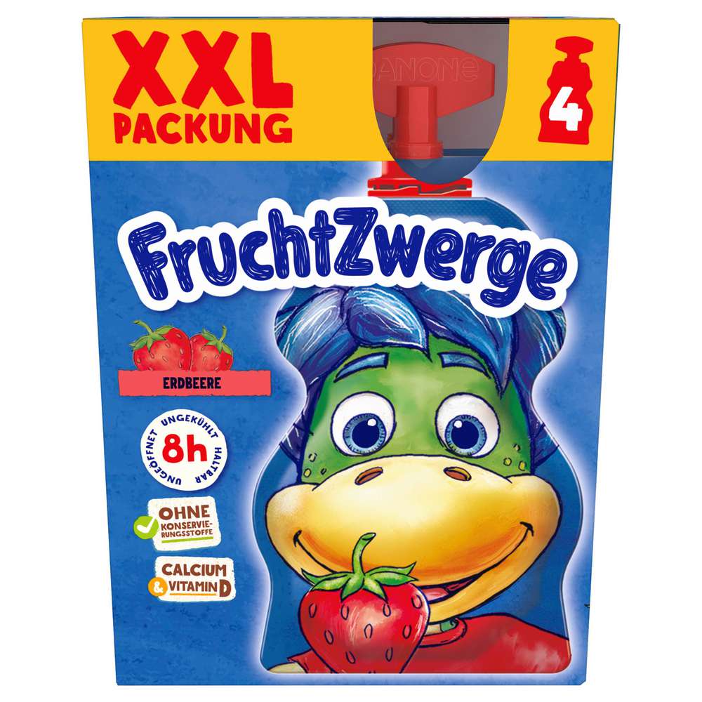 Produktabbildung Fruchtzwerge Quetschies, 4 x 70 g, Erdbeere 