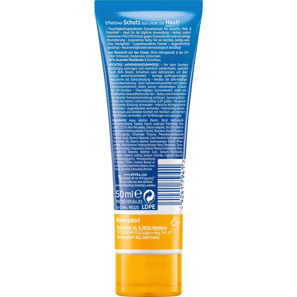 Produktabbildung Nivea Gesichts-Sonnencreme Sun, LSF 30