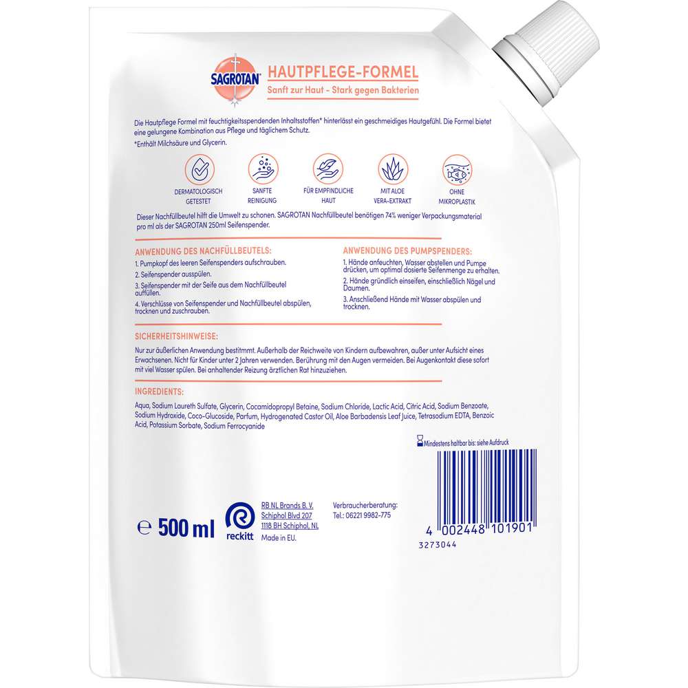 Produktabbildung Sagrotan Handseife Sanft zur Haut, Aloe Vera