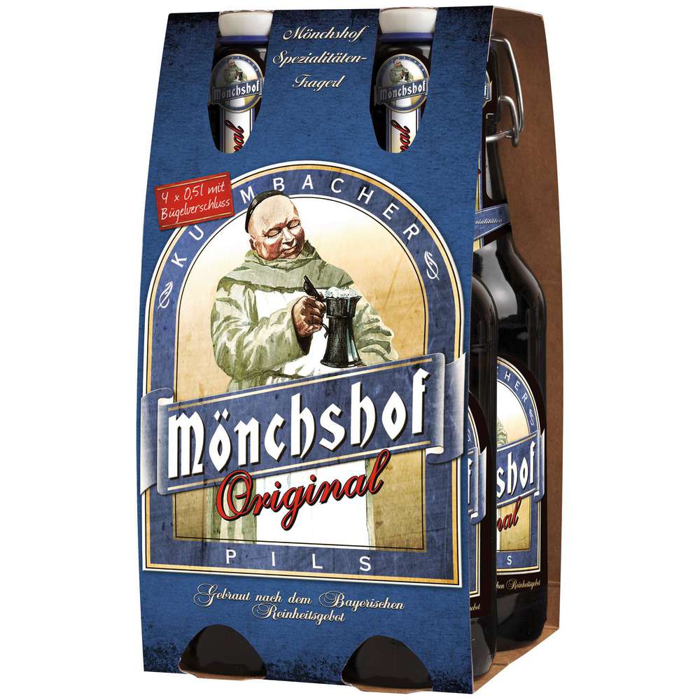 Produktabbildung Mönchshof Original Pilsener Bier, 4,9 % (4x 0,500 Liter)