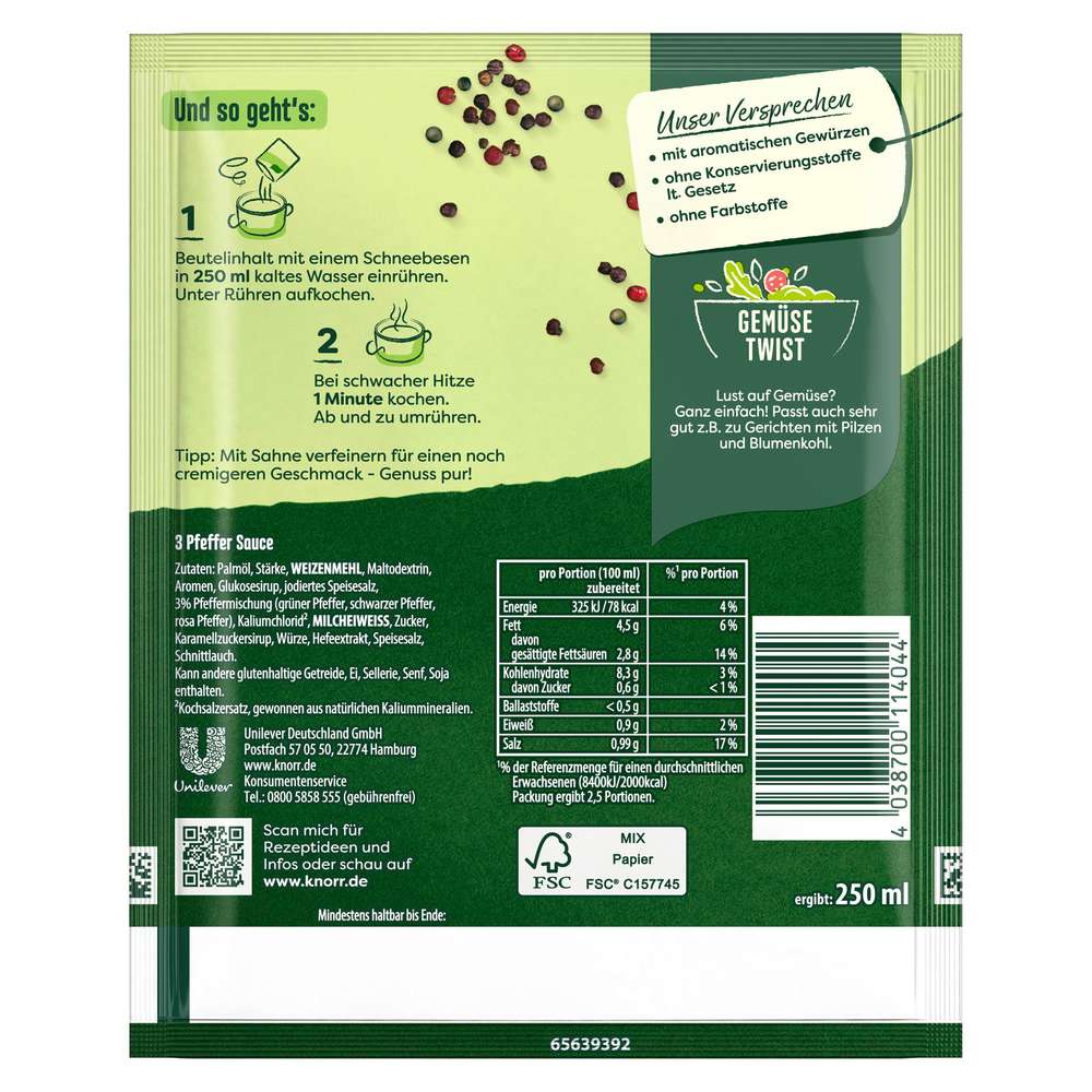 Produktabbildung Knorr Feinschmecker 3-Pfeffer Sauce