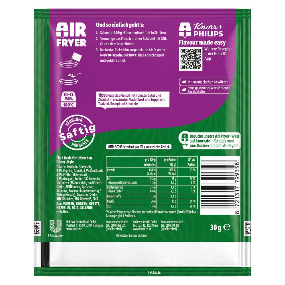 Produktabbildung Knorr Fix-Würzmischung Airfryer, Hähnchen-Döner