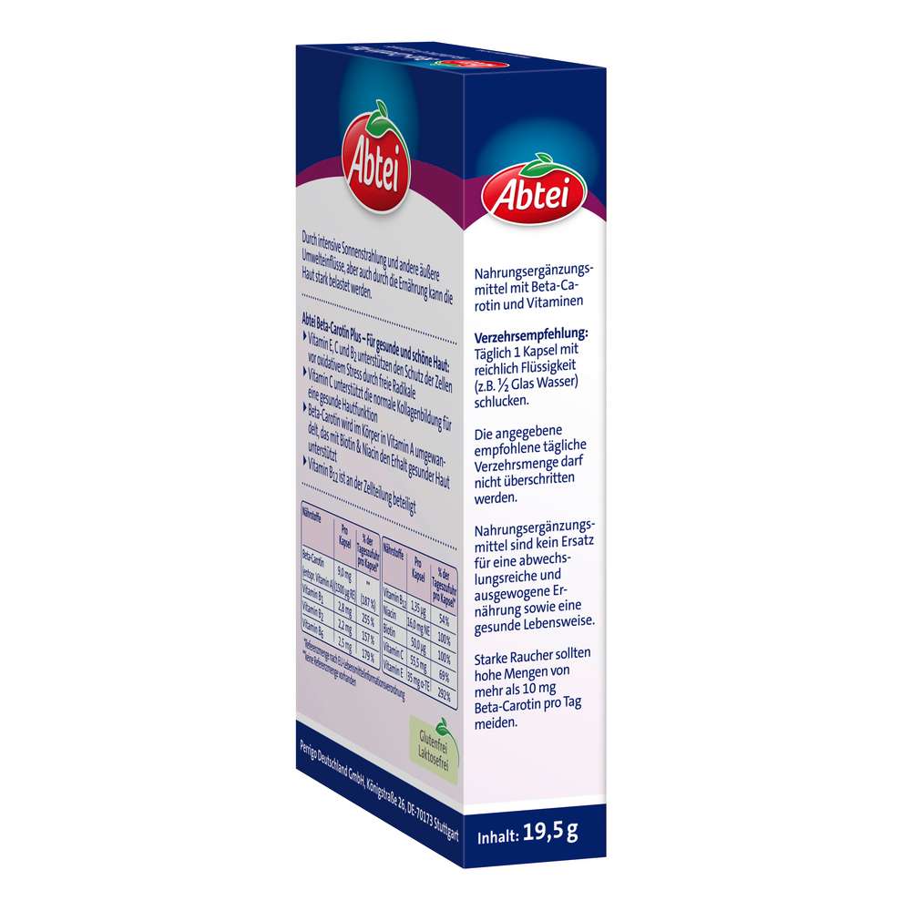 Produktabbildung Abtei Beta-Carotin Plus, Hautschutz