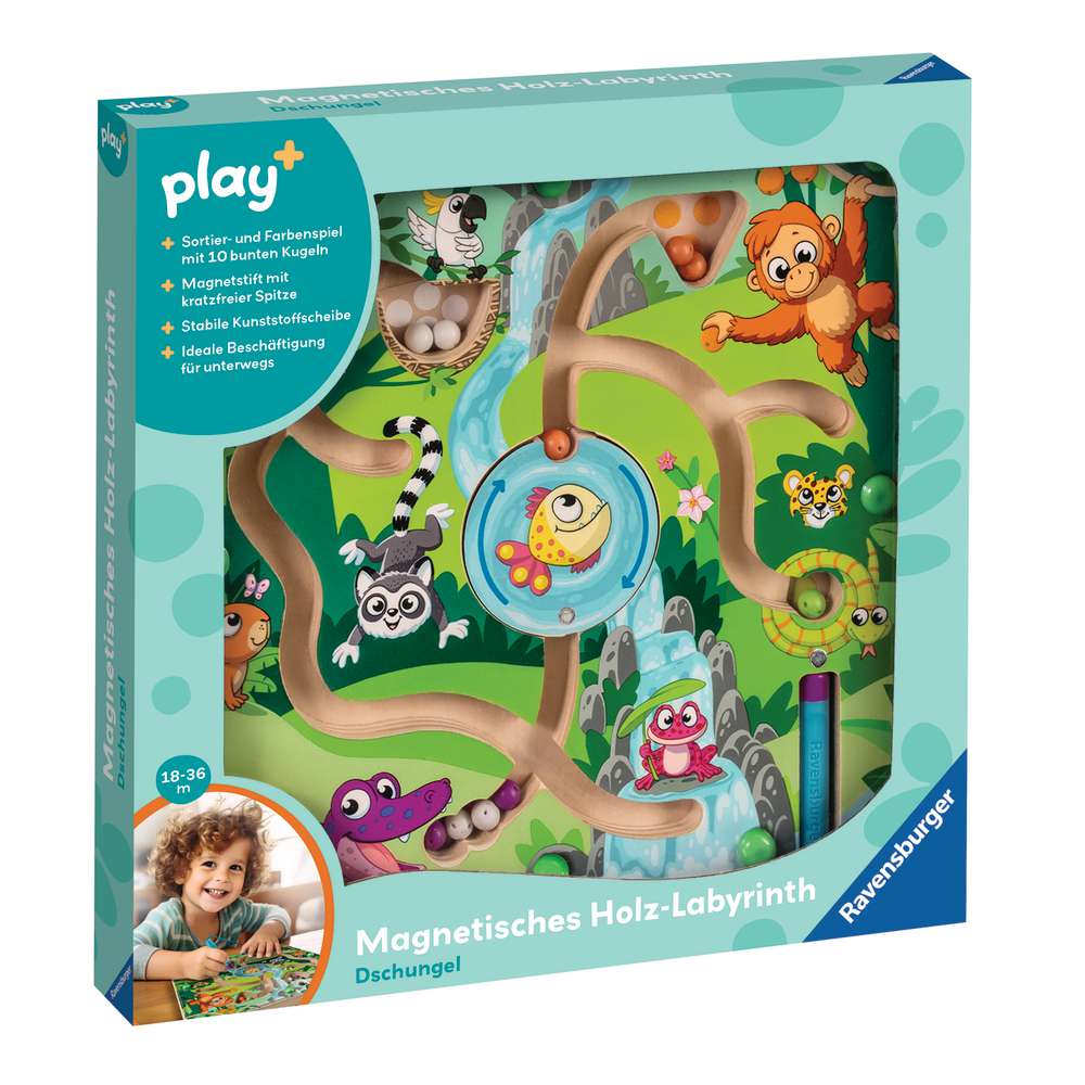 Produktabbildung Ravensburger play+ Magnetisches Holz-Labyrinth: Dschungel