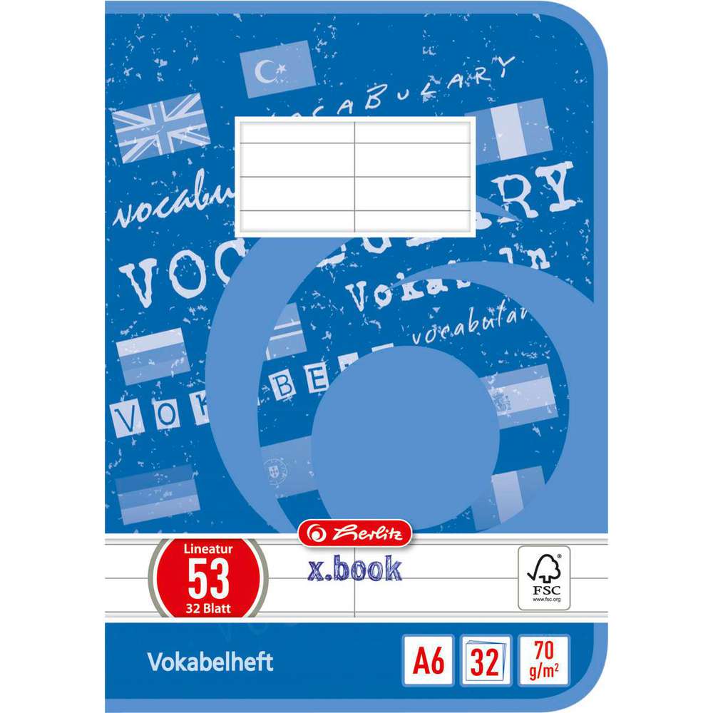 Produktabbildung Herlitz Vokabelheft A6, Lineatur 53, 32 Blatt