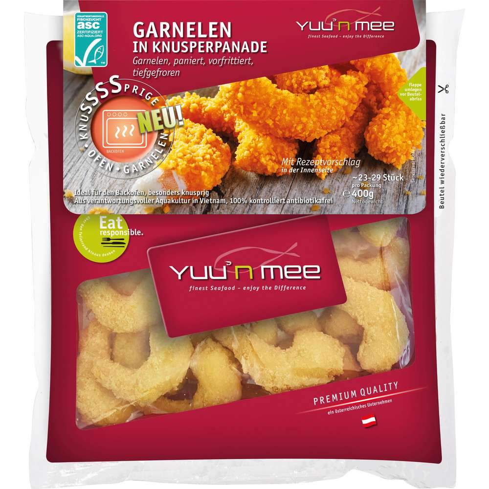 Produktabbildung Yuu'n Mee ASC Garnelen in Knusperpanade, tiefgekühlt