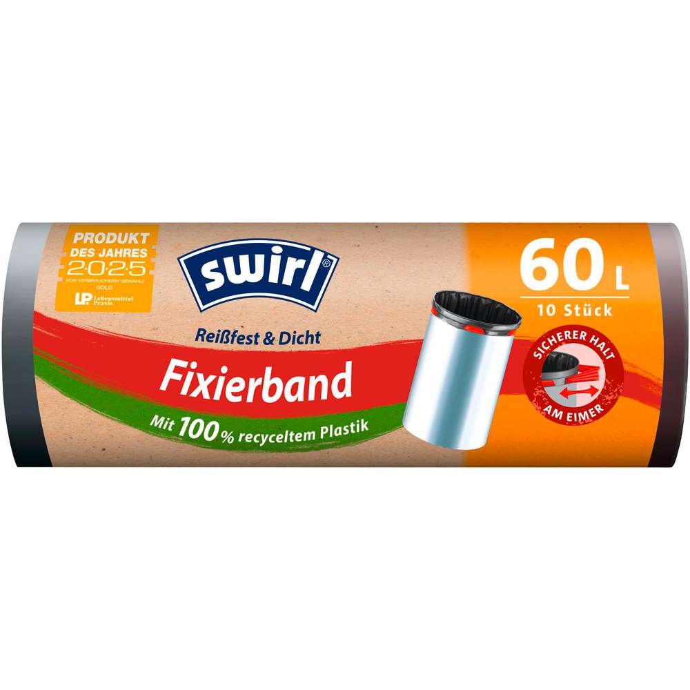 Produktabbildung Swirl Fixierband-Müll-Beutel, 10 x 60l
