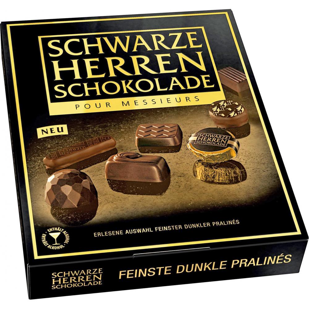 Produktabbildung keine Marke Schwarze Herren Schokolade Feinste dunkle Pralinés, 124 g