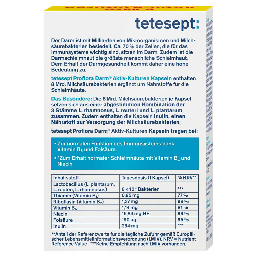 Produktabbildung tetesept Proflora Darm, Aktiv-Kulturen Kapseln