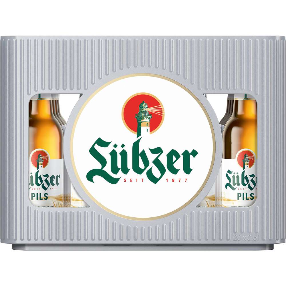 Produktabbildung Lübzer Pilsener Bier, 4,9 % (20x 0,500 Liter)