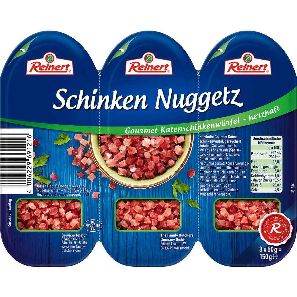 Produktabbildung Reinert Schinken Nuggetz, Herzhaft