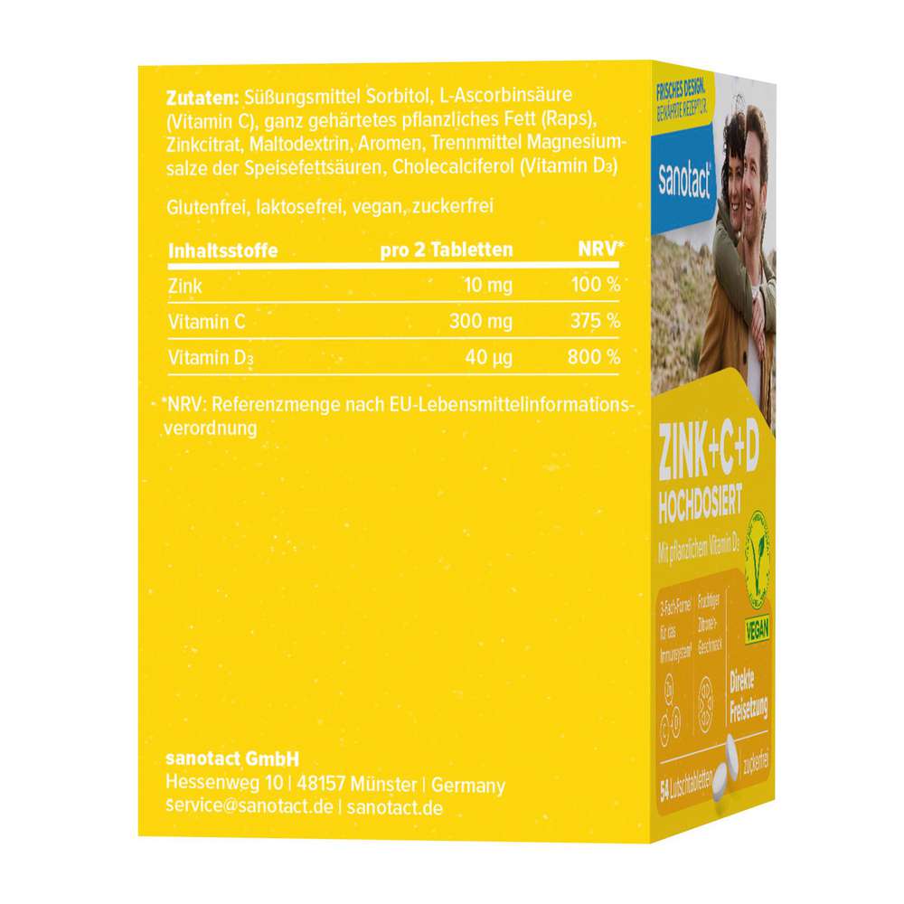Produktabbildung sanotact Lutschtabletten Zink+C+D