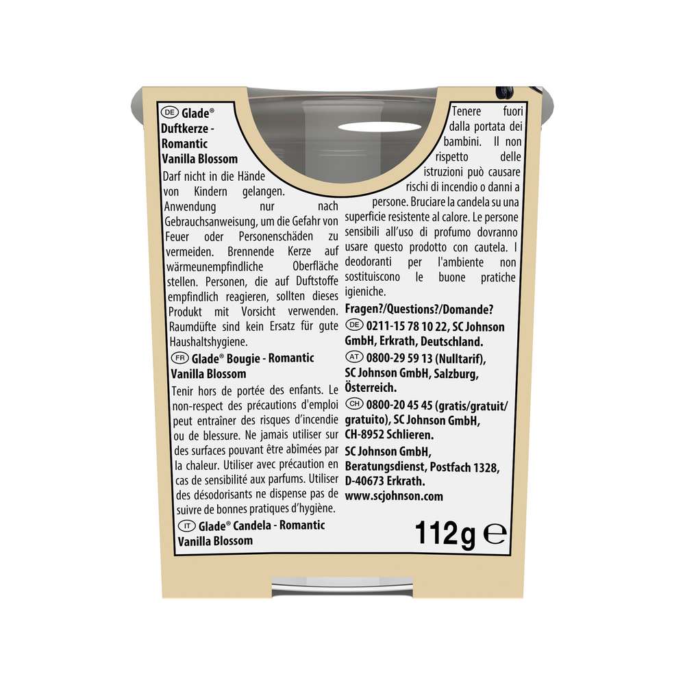 Produktabbildung Glade Duftkerze mit Glas, Romantic Vanilla Blossom
