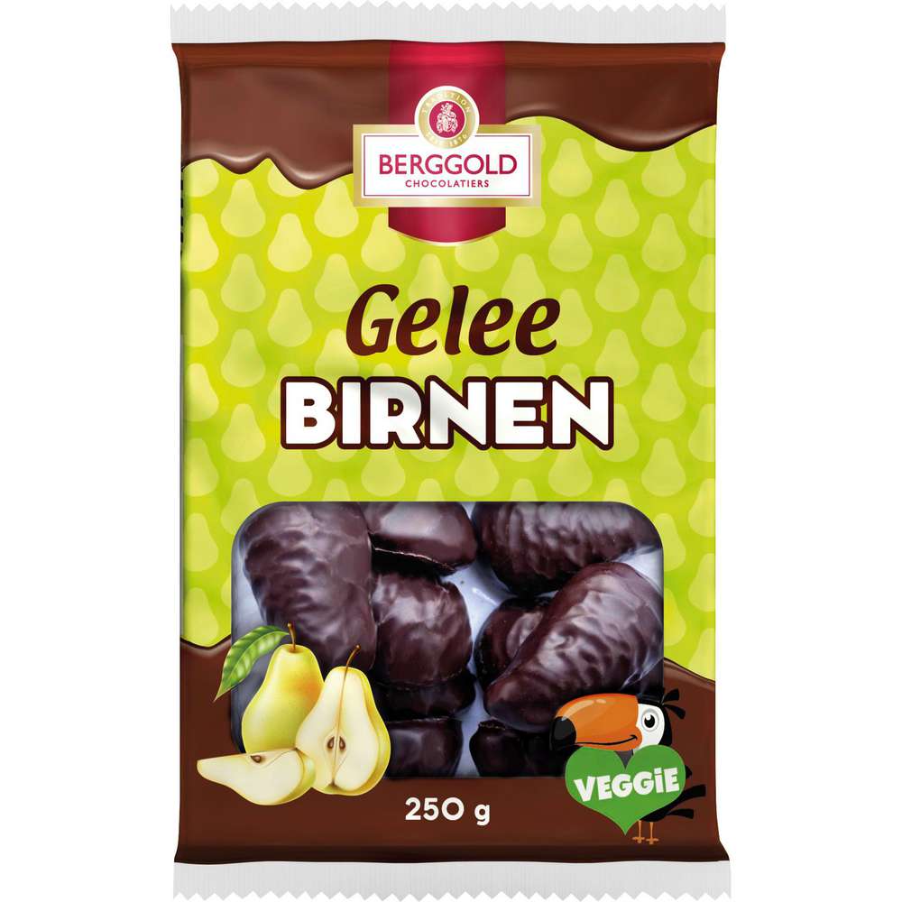 Produktabbildung Berggold Schokolierte Geleestücke mit Birnengeschmack