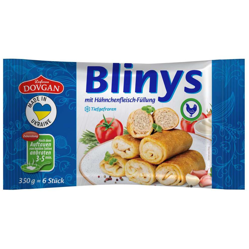 Produktabbildung Dovgan Blinys mit Hähnchenfleischfüllung, tiefgekühlt