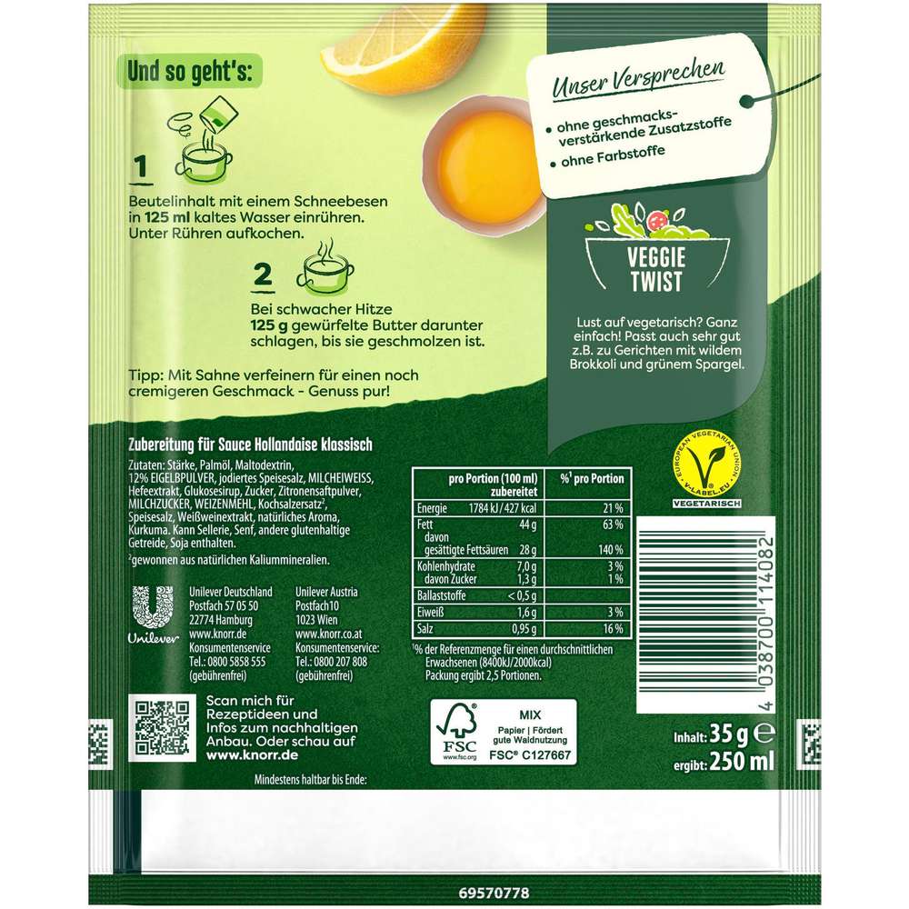 Produktabbildung Knorr Feinschmecker Sauce Hollandaise, klassich