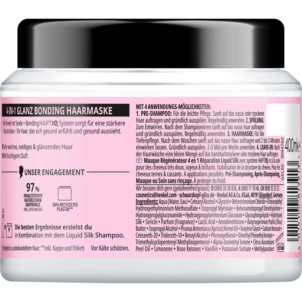 Produktabbildung Schwarzkopf Gliss Kur Haarmaske, Liquid Silk Glanz
